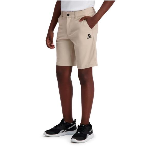 NEW Reebok Boy's Athletic Shorts Medium 8 Victory Dress Short Tan/Beige Tapered - Picture 1 of 5
